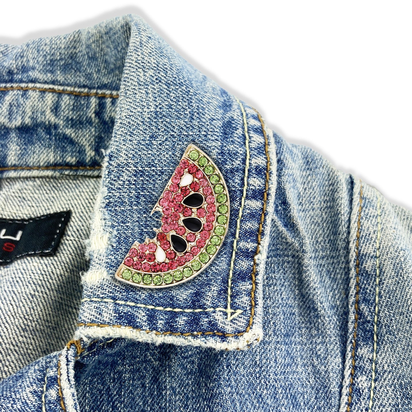 Broșă pepene verde cu zirconiu cubic