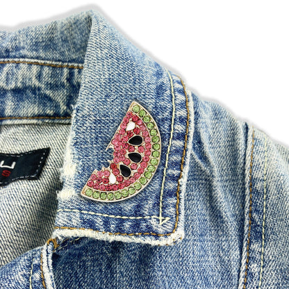 Broșă pepene verde cu zirconiu cubic